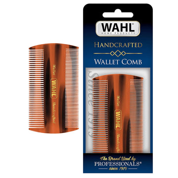 Wahl Beard & Mustache Wallet Comb For Men'S Grooming - Handcrafted & Hand Cut With Cellulose Acetate - Smooth, Rounded Tapered Teeth - Model 3327