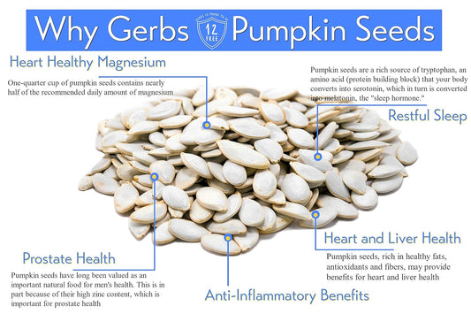 GERBS Raw Whole Pumpkin Seed 1 LB, Top 14 Allergy Free, Healthy protein packed Superfood Snack, Non GMO, Grown USA & Packaged on dedicated equipment