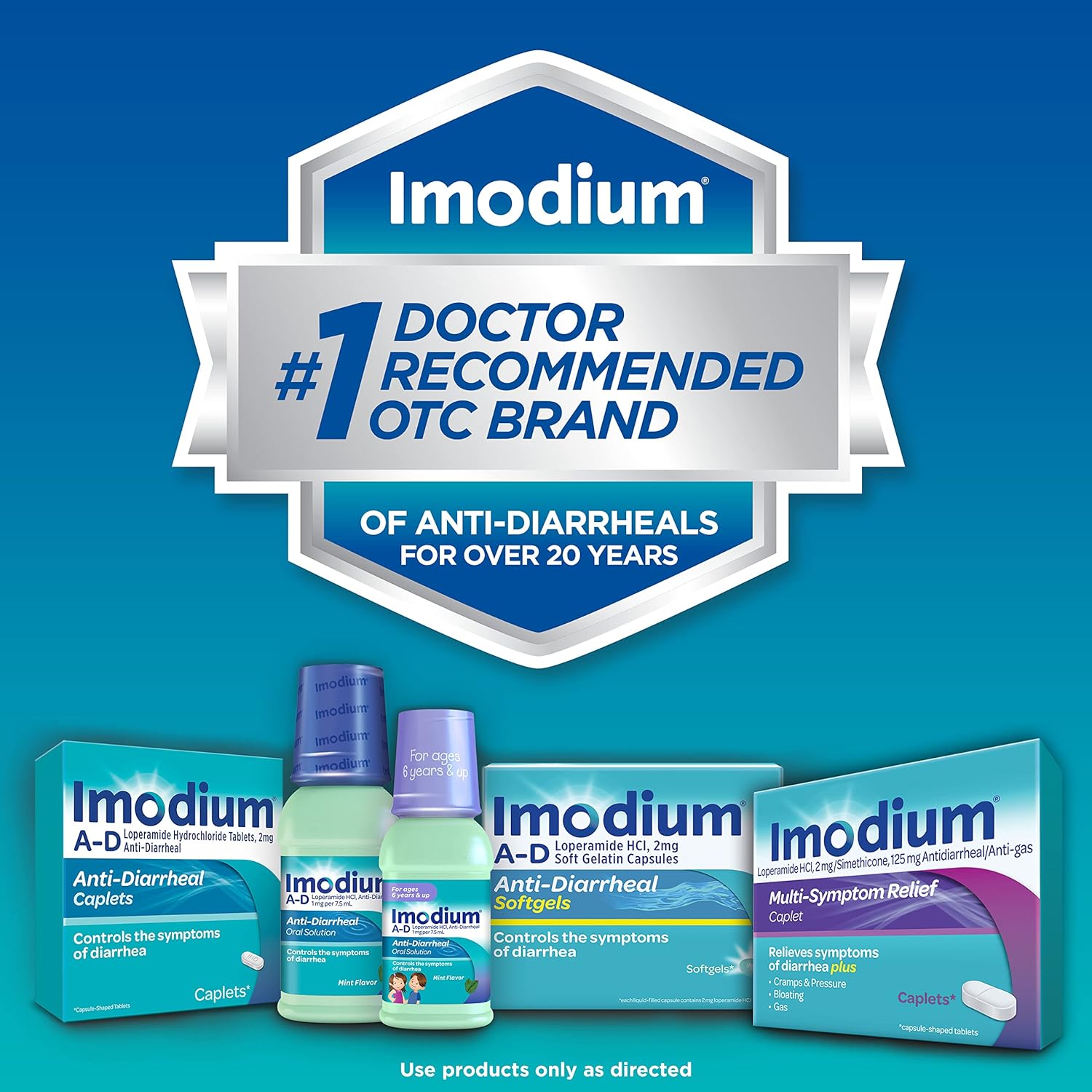 Imodium A-D Diarrhea Relief Caplets with Loperamide Hydrochloride, Anti-Diarrheal Medicine to Help Control Symptoms of Diarrhea Due to Acute, Active & Traveler's Diarrhea, 24 ct. : Health & Household