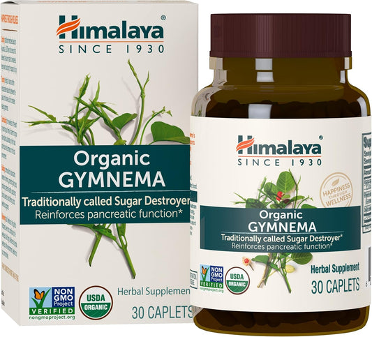 Himalaya Organic Gymnema Sylvestre For Glucose Metabolism, 700 Mg, 30 Caplets, 2 Month Supply, 2 Pack