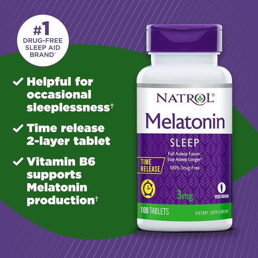 Natrol Melatonin Time Release Tablets, 3mg, 100 Count