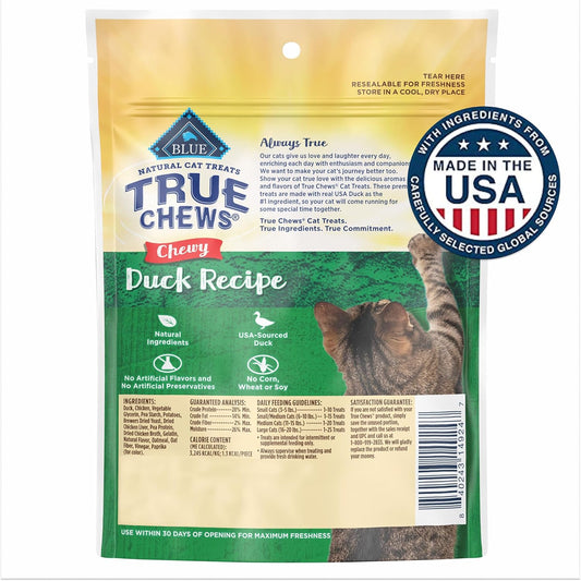 Blue Buffalo True Chews Natural Chewy Cat Treats, Made In The Usa, Duck Recipe, 3-Oz. Resealable Bag