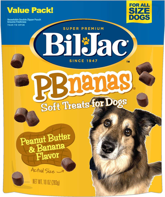 Bil-Jac PBnanas Soft Treats for Dogs - Puppy Training Treat Rewards, 10oz Resealable Double Zipper Pouch, Peanut Butter & Banana Flavor Chicken Liver Dog Treats (2-Pack) : Pet Supplies