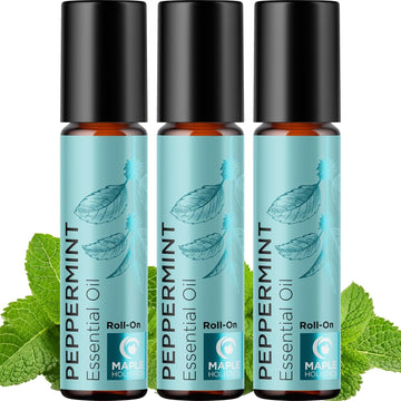 Peppermint Essential Oil Roll On - Peppermint Oil Stick Travel Essentials With Aromatherapy Oil For Headaches - Pre Diluted Natural Peppermint Oil Roll On For Energy Focus And Concentration 3-Pack