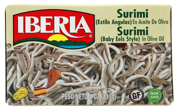 Iberia Baby Eels in Olive Oil, 4 oz Surimi Style Angulas