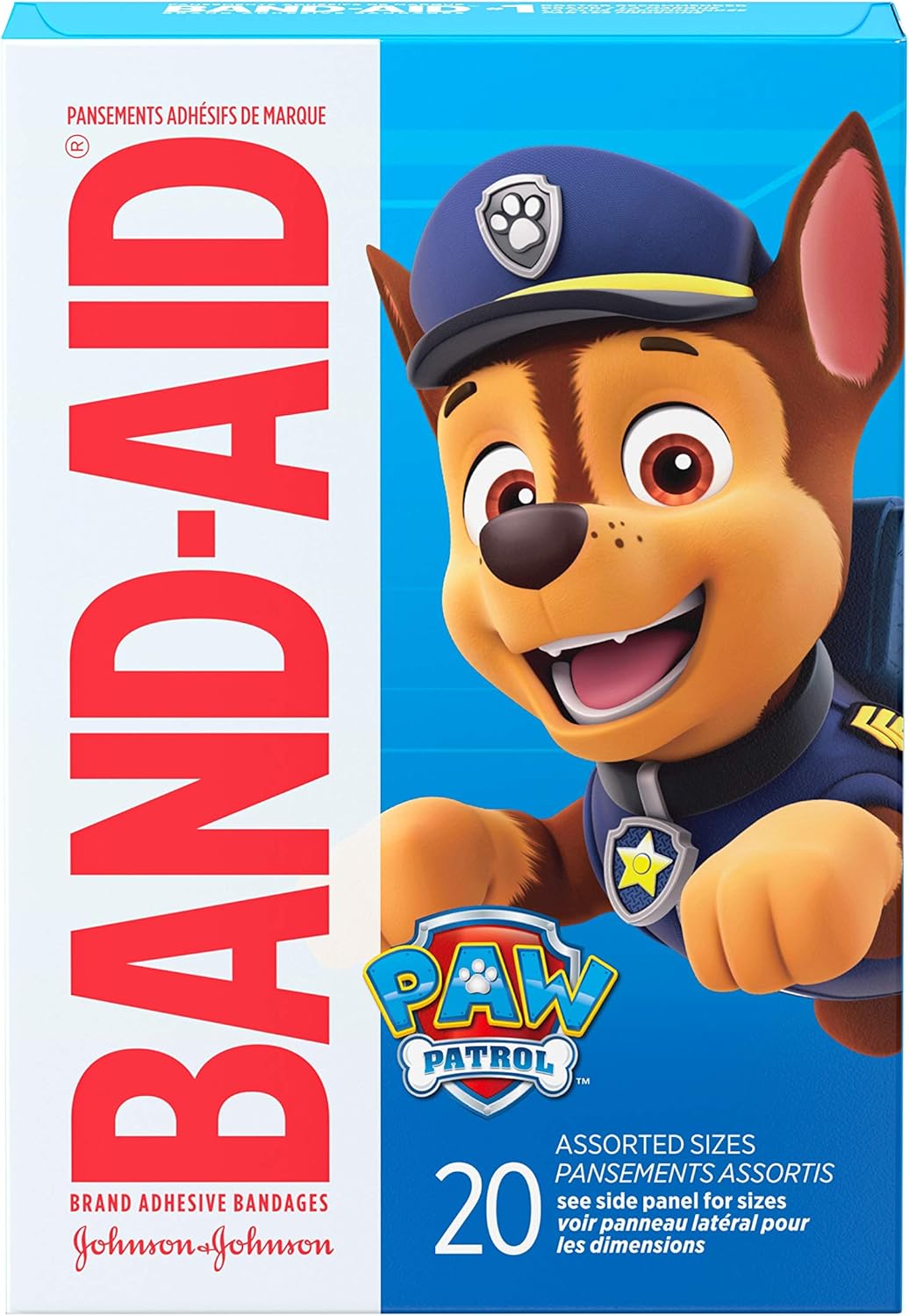 Band-Aid Brand Adhesive Bandages For Kids & Toddlers, Nickelodeon Paw Patrol, Assorted Sizes, 20 Ct