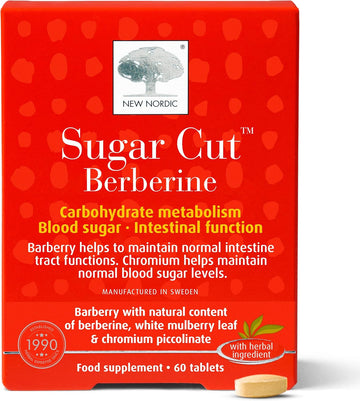 New Nordic Sugar Cut Berberine 1200Mg - Helps Maintain Blood Sugar Levels & Gut Health - Vegan - 60 Tablets