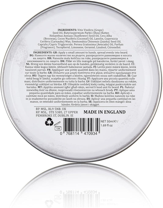 Dapper Dan Nourishing Beard Balm, Blend Of Essential Oils And Waxes To Shape, Style And Nourish Moustaches And Beard, Vanilla And Raspberry Scent, 1 X 50Ml