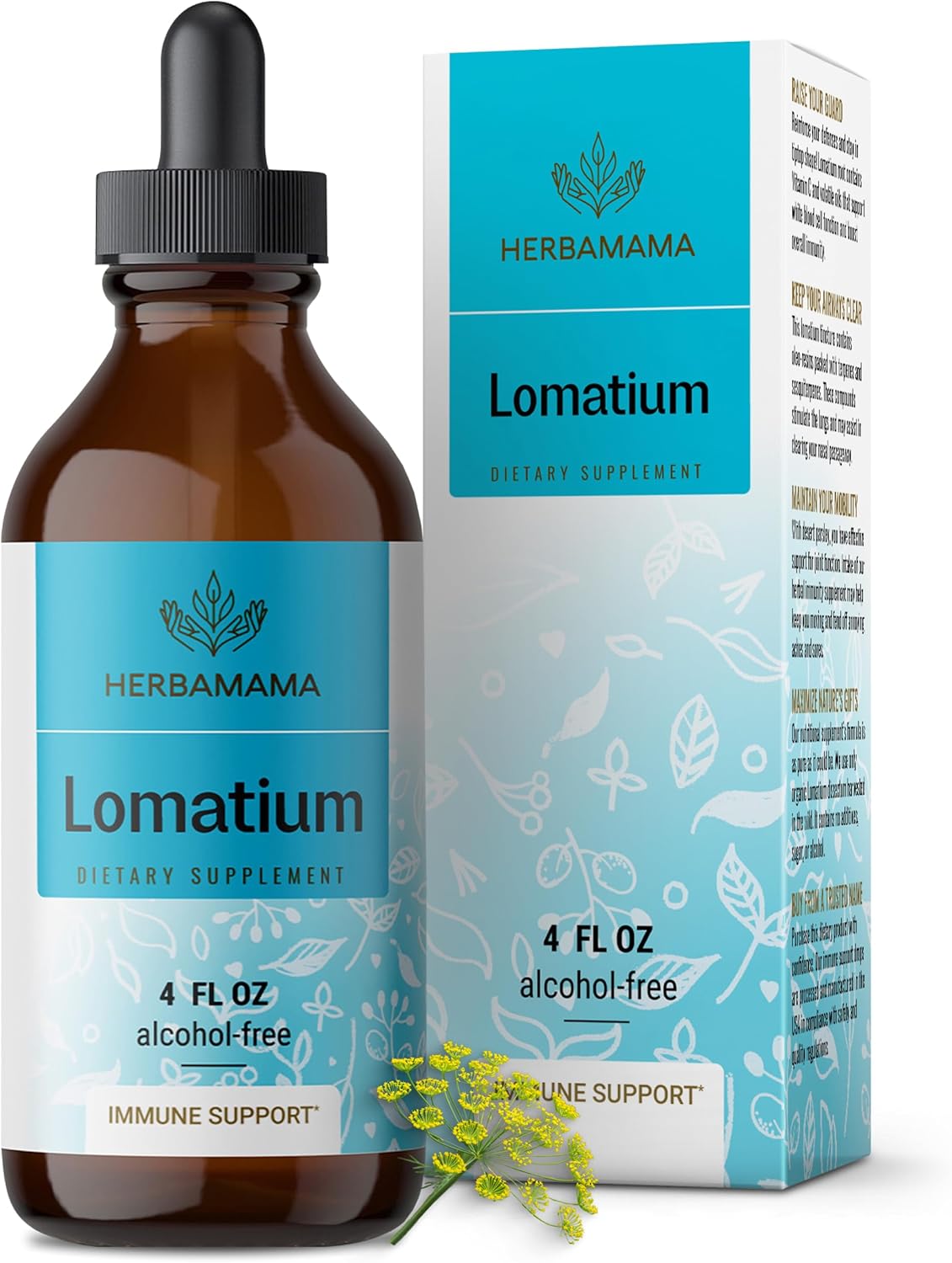 Herbamama Lomatium Root Tincture - Vegan Lomatium Dissectum Extract For Lung Detox & Cleanse - Non-Gmo, Alcohol & Sugar-Free Respiratory Lung Support Supplement, 28-Day Supply