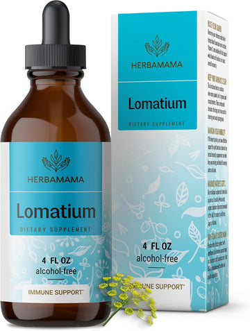 Herbamama Lomatium Root Tincture - Vegan Lomatium Dissectum Extract For Lung Detox & Cleanse - Non-Gmo, Alcohol & Sugar-Free Respiratory Lung Support Supplement, 28-Day Supply