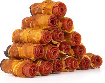 Mon2Sun Rawhide Free Dog Treats, 3 Inch Triple Flavor Chicken Wrapped Duck And Beef Rolls For Small Dogs, Healthy Dog Snacks, 21.16Oz