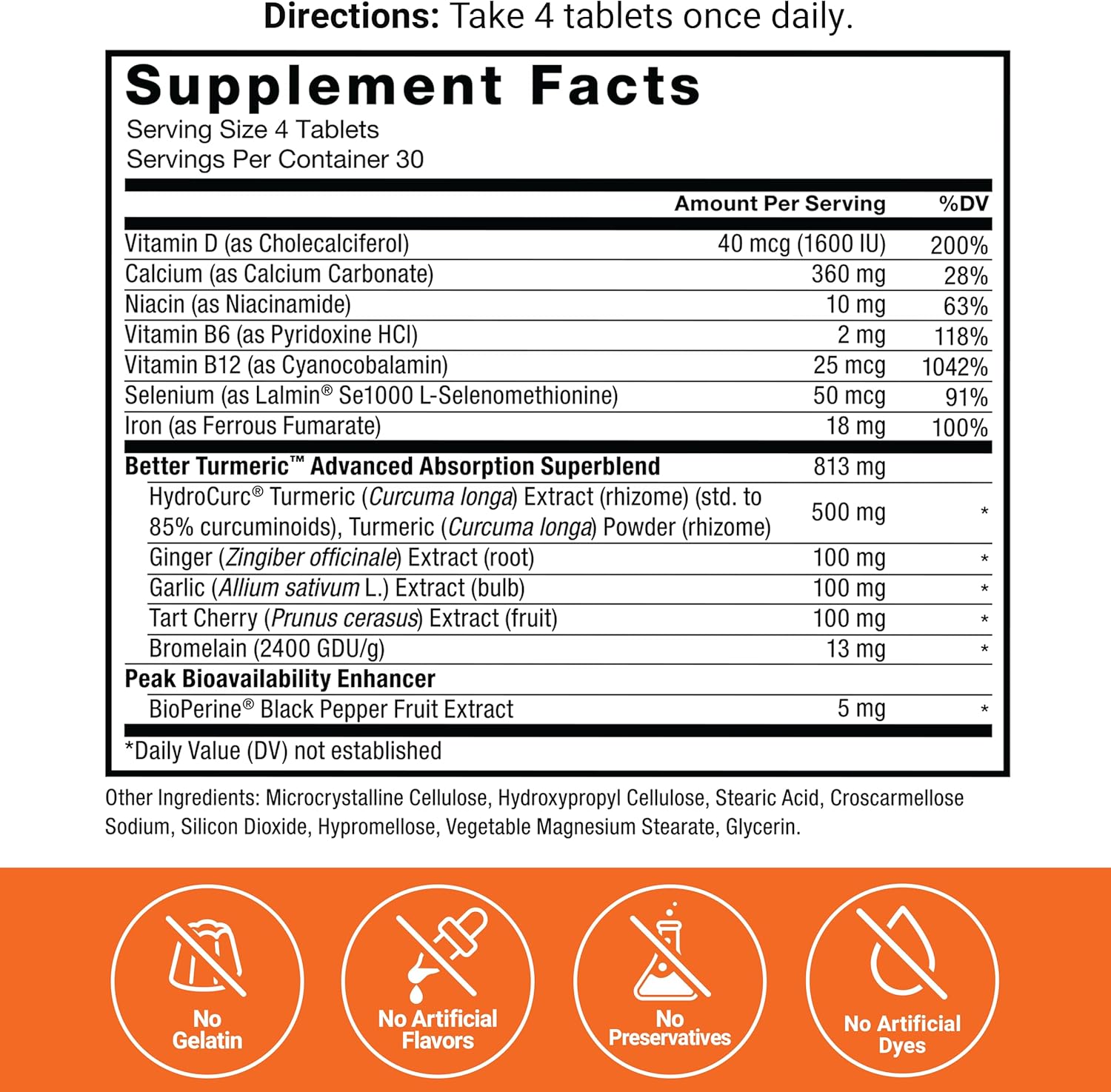 FORCE FACTOR Better Turmeric Curcumin 1600mg with Black Pepper & Ginger, Clinical Strength Joint Support Supplement, Superior Absorption, 120 Tablets : Health & Household