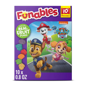 Funables Fruity Snacks, Paw Patrol, Assorted Fruit, Flavored Snacks, 0.8 Oz 10 Ct