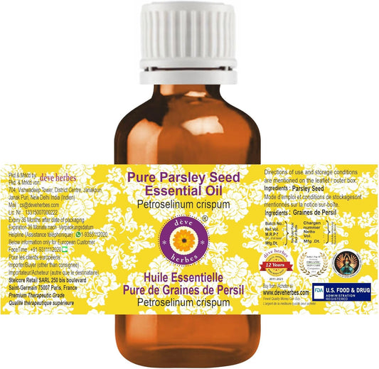 Dève Herbes Parsley Seed Essential Oil (Petroselinum Crispum) Pure | Non-Sticky | Non-Greasy | Lightweight | Men & Women | All Skin Types | Steam Distilled 30Ml (1 Oz)