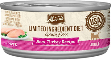 Merrick Limited Ingredient Diet Premium Grain Free And Natural Canned Pate Wet Cat Food, Turkey Recipe - (Pack Of 24) 2.75 Oz. Cans