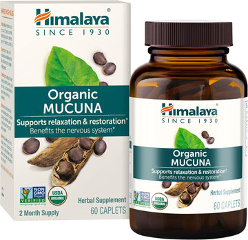 Himalaya Organic Mucuna/Pruriens Herbal Supplement, Supports Relaxation, Tension Relief, Brain Function, Non-Gmo, Usda Organic, Vegan, Gluten Free, 600 Mg, 60 Plant-Caplets, 60 Day Supply