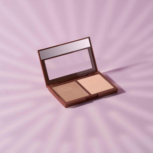 W7 Hollywood Bronze & Glow - Pressed Powder Duo Shimmer Bronzer & Highlighter - Contouring & Highlighting Vegan Makeup