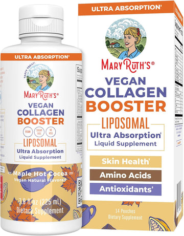 Maryruth Organics Collagen Booster Liposomal, Sugar Free, Liquid Collagen Booster With Vitamin C, Vitamin E, Zinc, Copper & Silica, Skin Care & Joint Support Supplement, Vegan, Non-Gmo, 7.6 Fl Oz