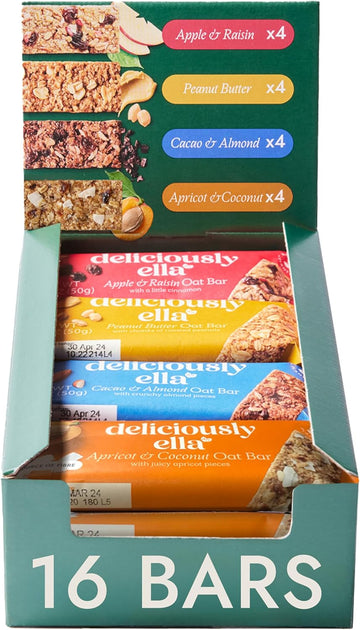 Deliciously Ella Oat Bars - Mixed Flavour Variety Case (16 X 50G) - Vegan & Gluten Free Oat Bar Flapjacks - Healthy Snacking