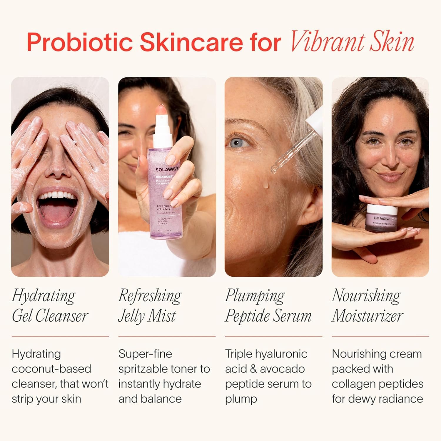 Solawave Probiotic Gel Facial Cleanser With Prebiotics And Pro Vitamin B5, Hydrating And Soothing Formula To Remove Makeup And Reduce Blemishes - Non-Comedogenic For All Skin Types (3.4 Fl Oz) : Beauty & Personal Care