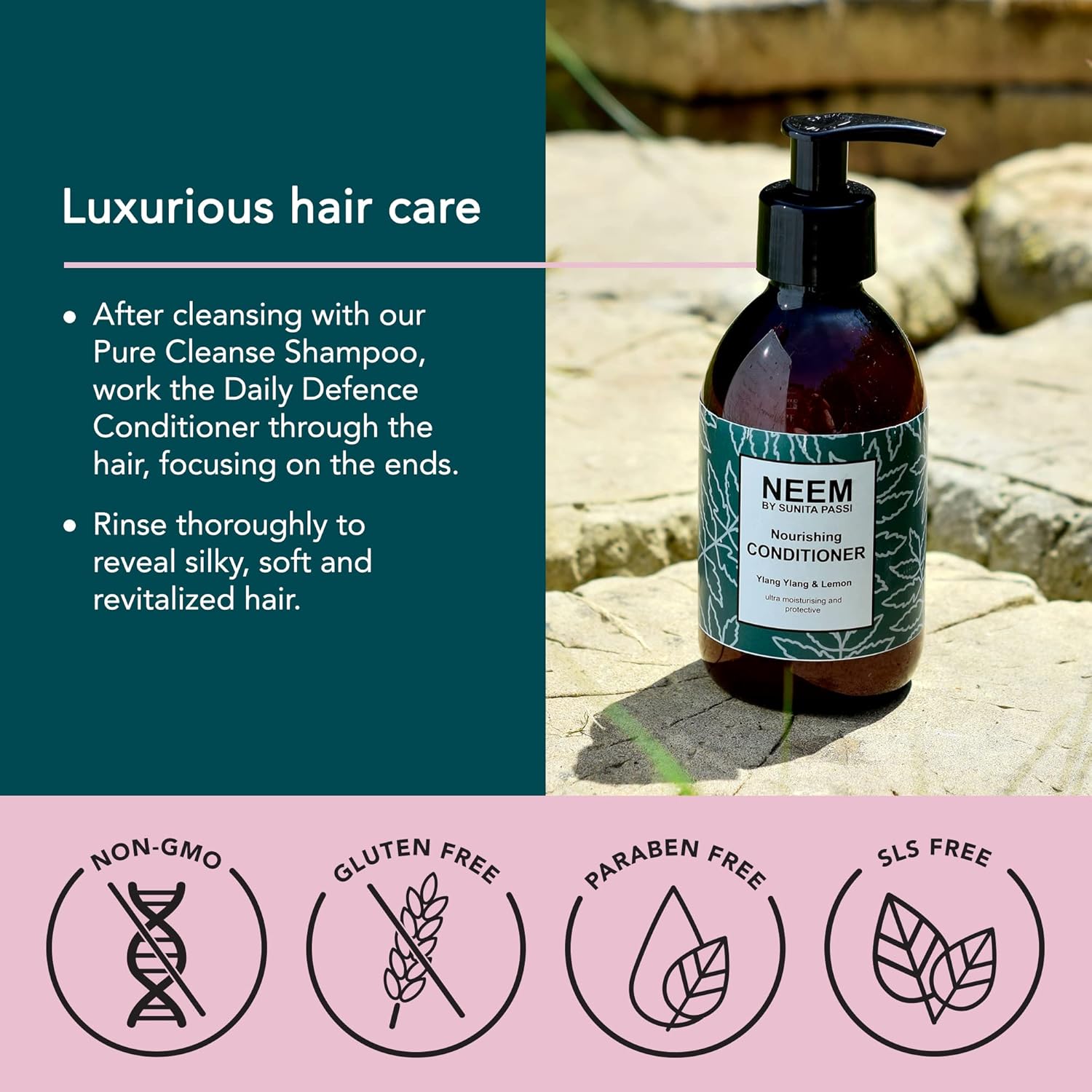 Neem Sunita Passi - Ayurvedic Neem Conditioner, 250Ml - Nourishing Ayurveda Conditioner For All Hair Types & Sensitive Scalps - Lemon & Ylang Ylang Essential Oils - Vegan & Natural Hair Care