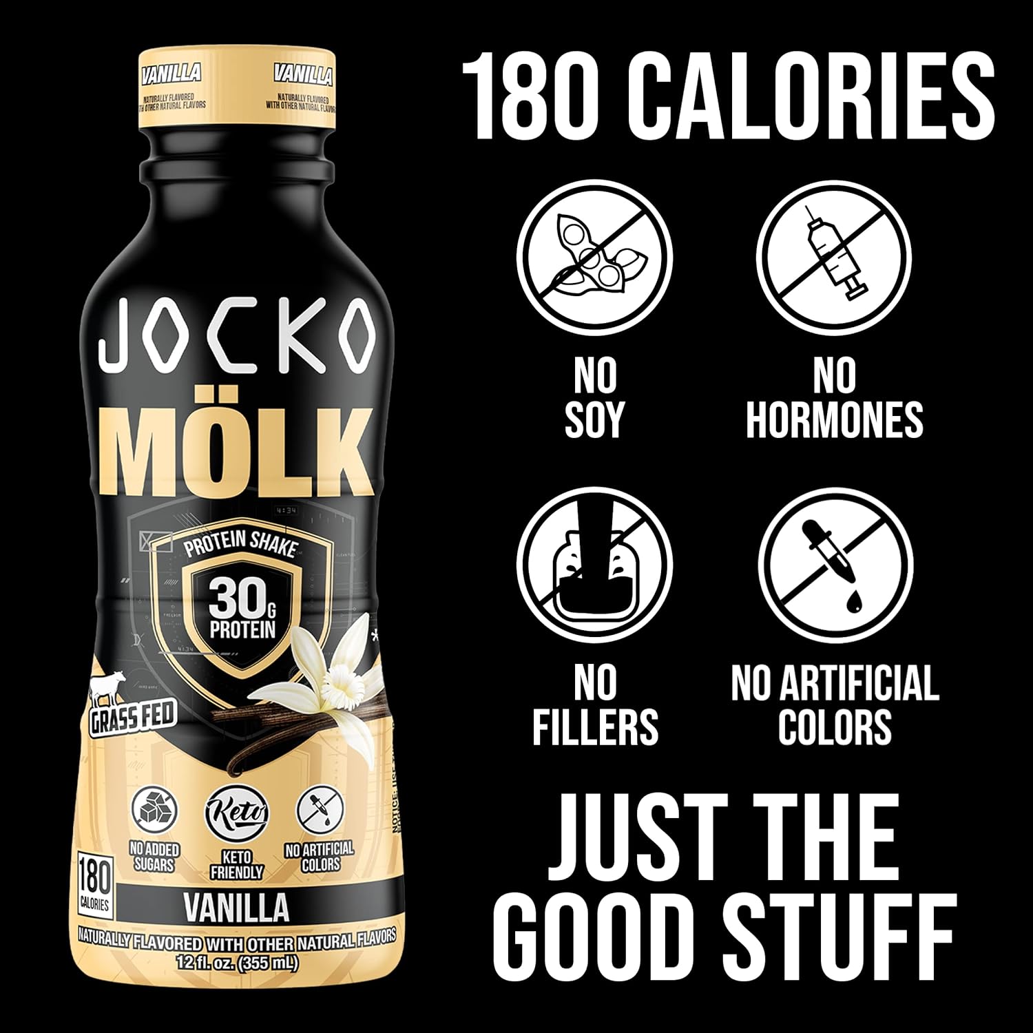 Jocko Molk RTD Protein Shakes Bundle - Vanilla & Sweet Cream Coffee (24 Pack) : Health & Household