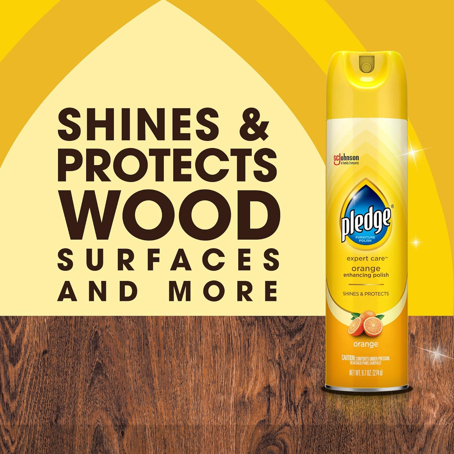 Pledge Expert Care Wood Polish Spray, Shines and Protects, Removes Fingerprints, Orange, 9.7 oz (Pack of 1) : Health & Household