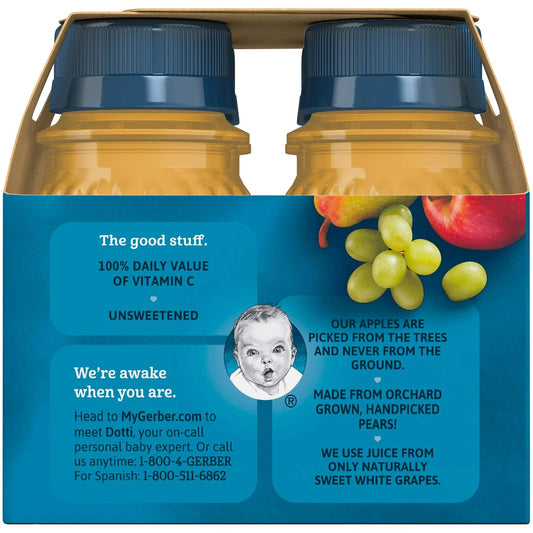Gerber Juice Fruit 2 Apple, 1 Pear, 1 White Grape Juices From Concentrate Variety (Pack Of 10)