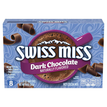 Swiss Miss Indulgent Collection Dark Chocolate Flavor Hot Cocoa Mix, 1.25 Oz. 8-Count (Pack Of 12)