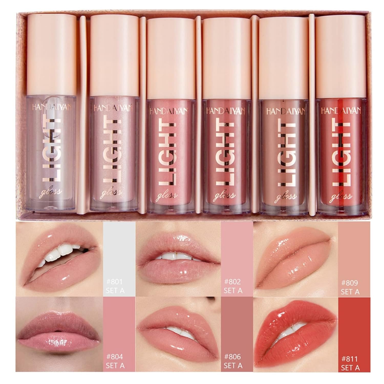 Maepeor Moisturizing Lipgloss Set 6Pcs Smooth Hydrating Lip Gloss Neutral Nude Nourishing Glossy Lipgloss For Women And Girls (Moisturizing, 6Pcs Set B)