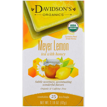 Davidson'S Organics, Meyer Lemon, 25-Count Tea Bags, Pack Of 6