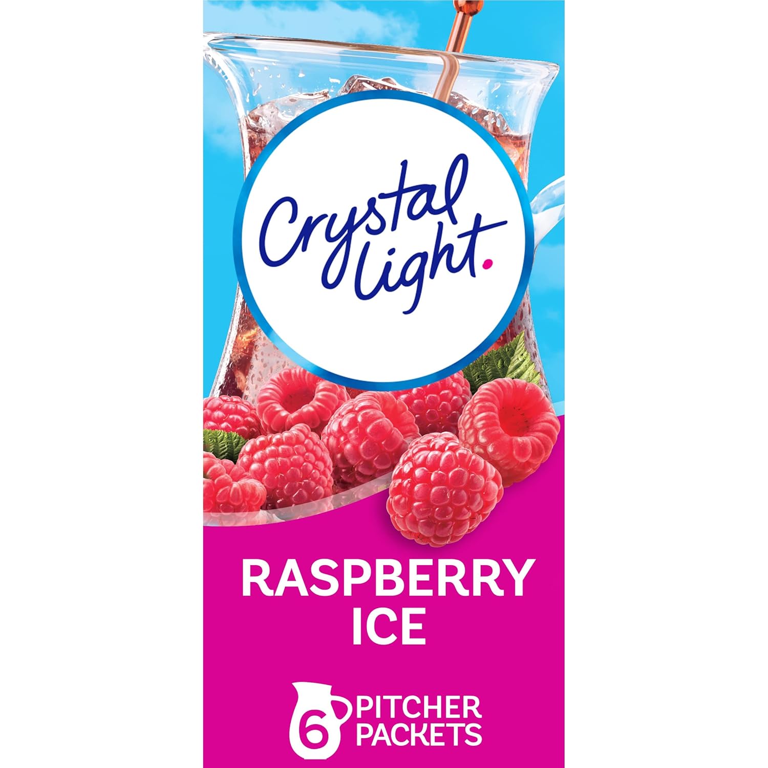 Crystal Light Sugar-Free Raspberry Ice Low Calories Powdered Drink Mix 6 Count(Pack Of 12)