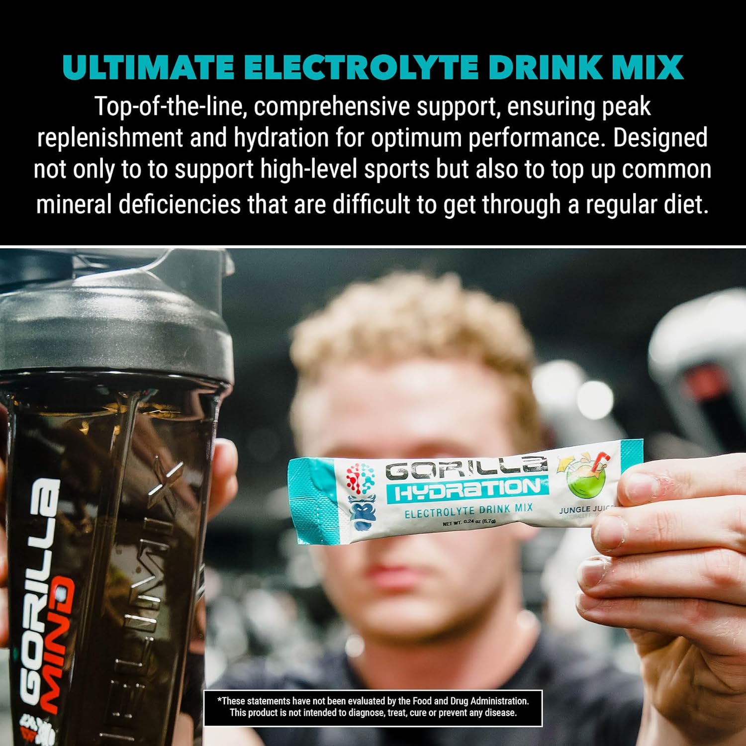 Gorilla Mind Hydration Packets - 3,073mg Electrolytes On the Go Convenient Drink Mix For Comprehensive Replenishment - Zero Sugar, Naturally Sweetened, Fasting Friendly - 30 Count (Cotton Candy Grape) : Health & Household