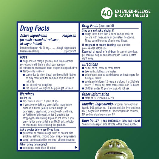 Mucinex Dm 12 Hr Expectorant & Cough Suppressant Tablets 40Ct