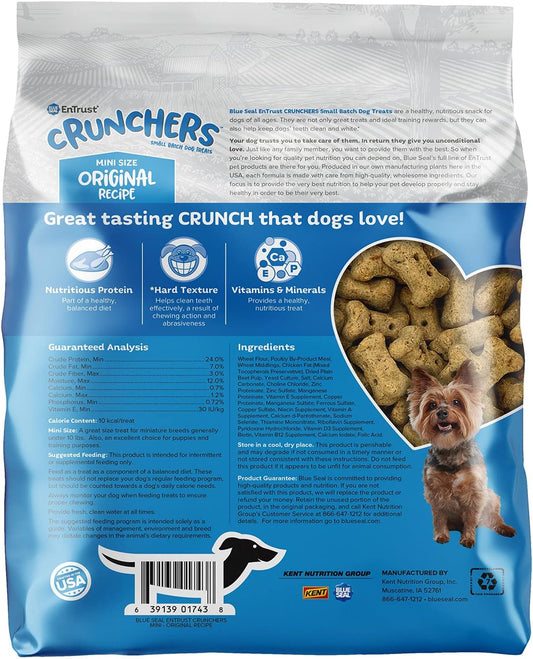 Blue Seal Entrust Crunchers Dog Treats For Mini Dogs | Small Batch, Oven Baked, Premium Ingredients | Original Recipe | 2 Pound Bag