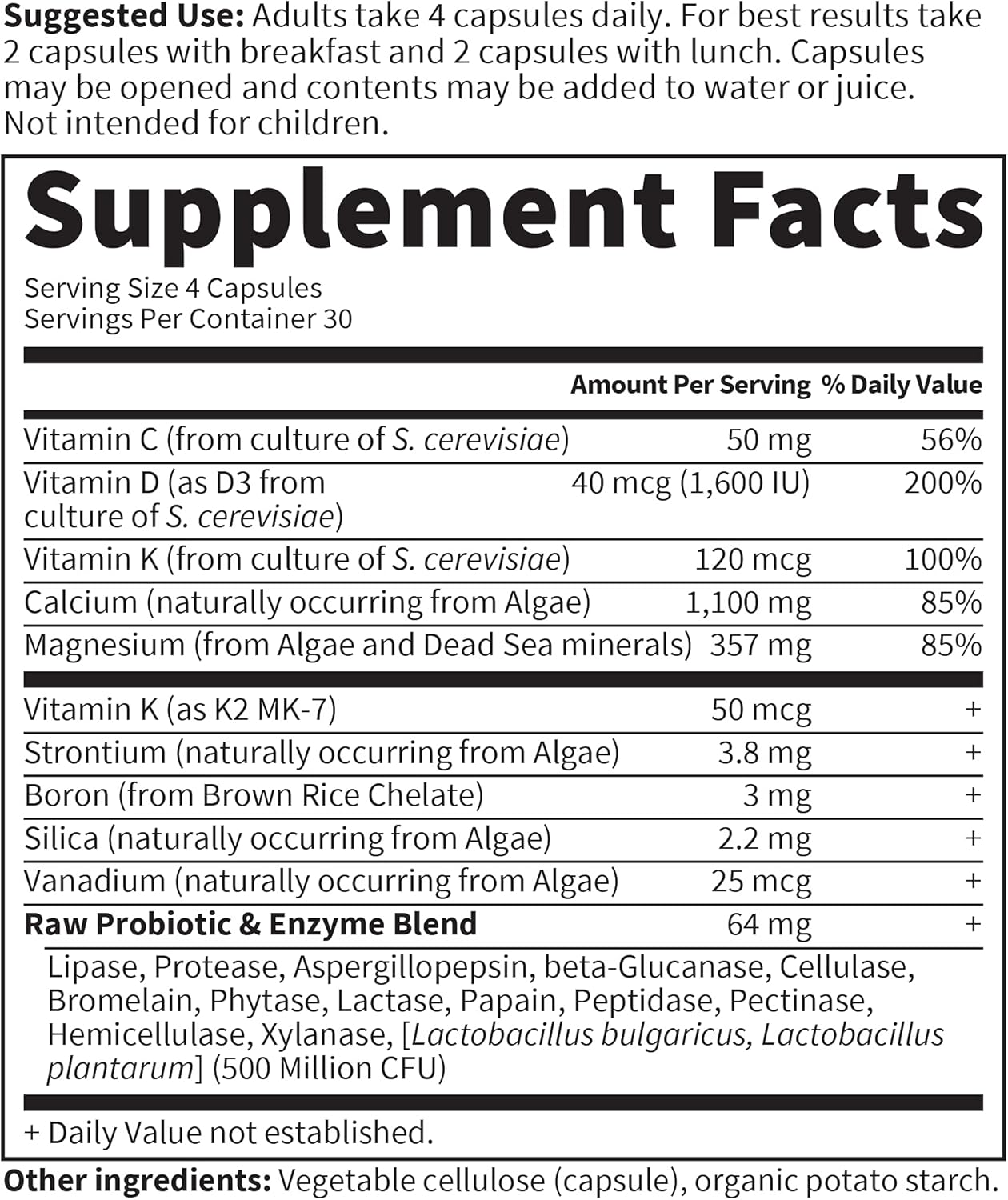 Garden of Life Raw Calcium Supplement for Women and Men - Vitamin Code Made from Whole Foods with Magnesium, K2, Vitamin D3 and Vitamin C, for Bone Strength, Probiotics for Digestion, 120 Capsules : Health & Household