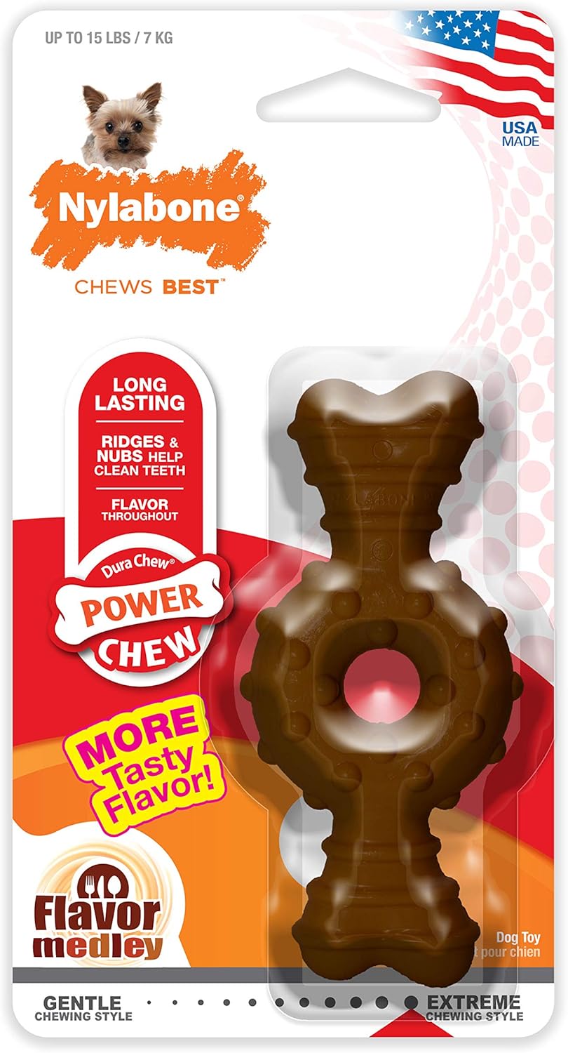 Nylabone Power Chew Ring Bone Chew Toy, Dog Toys For Aggressive Chewers, Flavor Medley, X-Small - Up To 15 Lbs