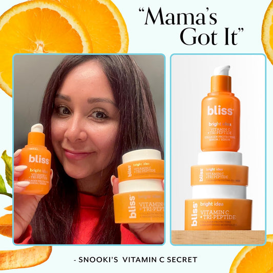 Bliss Vitamin C + Tri-Peptide Bright Idea Serum – 15% Brightening + Barrier Boost Complex For Radiant, Firm Skin – Anti-Aging Face Serum Boosts Collagen & Elasticity