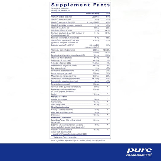 Pure Encapsulations Athletic Nutrients | Multivitamin/Mineral Complex For Exercise Performance And Training* | 180 Capsules