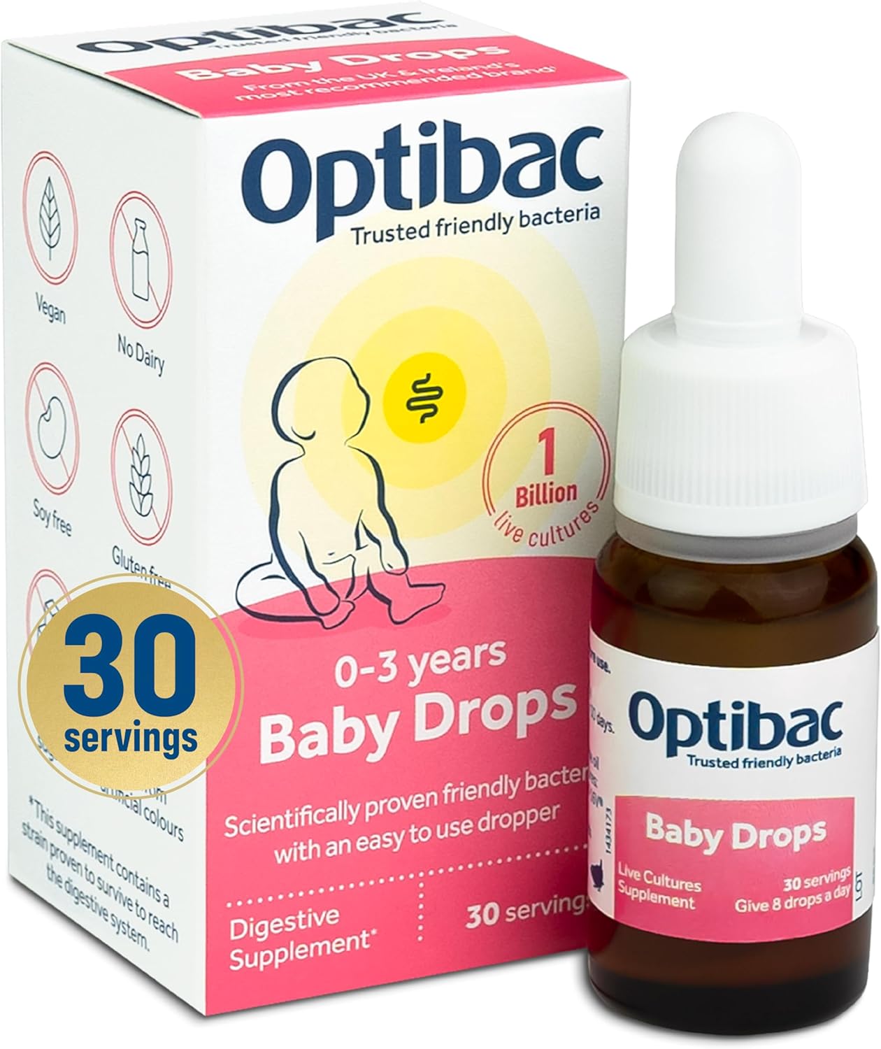 Optibac Probiotics Baby Drops - Vegan Probiotic For Newborn Babies & Infants To Support Digestion & Immune Health, 1 Billion Cfu - 30 Day Supply