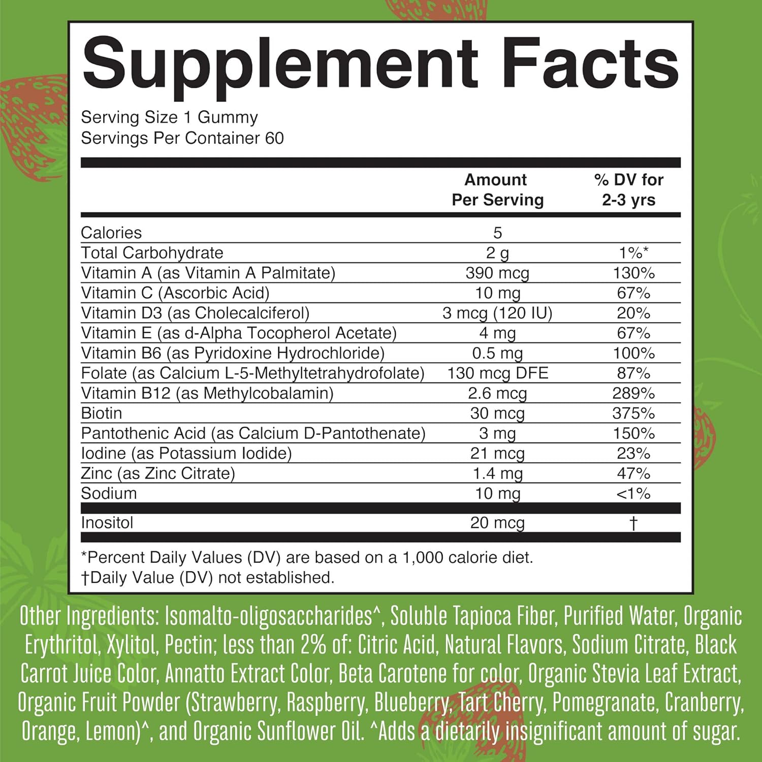 MaryRuth's Sugar Free Vitamin Gummies for Kids Age 2+ | 2 Month Supply Multivitamin with Vitamin C, D3, Zinc | 1 Gummy Per Day | Toddler Vitamins | Sugar Free | Vegan | Non GMO | 60 Count : Health & Household
