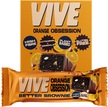 Vive Better Brownie Chocolate Orange With Immunity Vitamins - Low Calorie Vegan Treat - Healthy Protein Snack - Pack Of 15