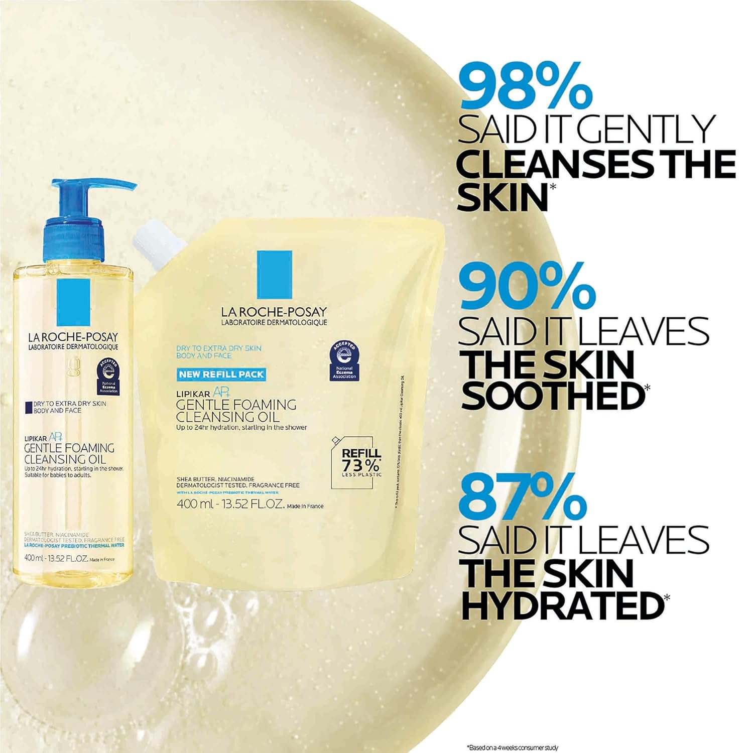 La Roche-Posay Lipikar Ap+ Gentle Foaming Cleansing Oil, Gentle Oil Cleanser For Face And Body Formulated With Niacinamide, Long-Lasting 24-Hour Hydration, Fragrance-Free & Soap Free : Beauty & Personal Care