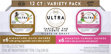 Nutro Ultra Grain Free Adult Soft Wet Dog Food Filets In Gravy Taste Of The Classics Variety Pack, (12) 3.5 Oz. Trays