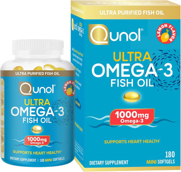 Qunol Fish Oil Omega 3 Mini Softgels, Qunol 1000mg Omega 3 EPA + DHA,