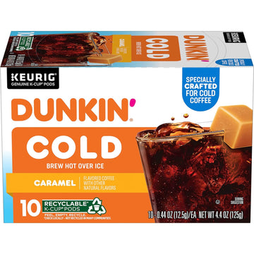 Dunkin' Cold Caramel Flavored Coffee, 10 Keurig K-Cup Pods