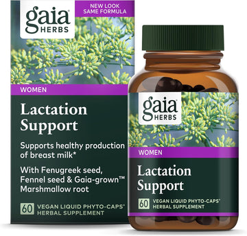 Gaia Herbs Lactation Support - Supports Healthy Production Of Breast Milk In Nursing Mothers* - With Fenugreek Seed, Fennel Seed, And Raspberry Leaf - 60 Vegan Liq Phyto-Capsules (20-Day Supply)