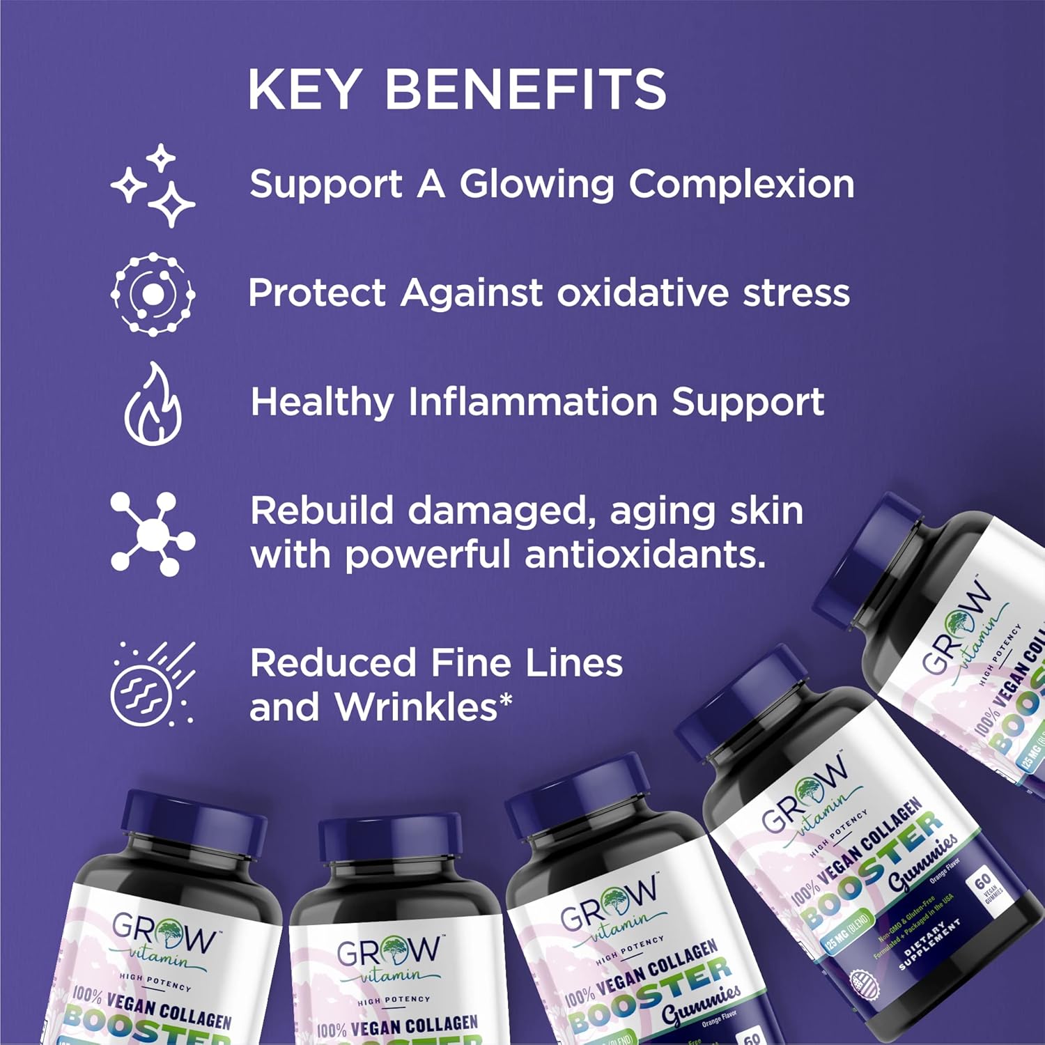 Superfruit Gummy Beauty Vitamins - Supports Skin, Hair, And Nail Health - Vegan Collagen Builder With Silica, Biotin, Super Berry Amla, Vitamin C, A, E, Orange Flavor, Non Gmo, No Gluten - 60 Gummies : Health & Household