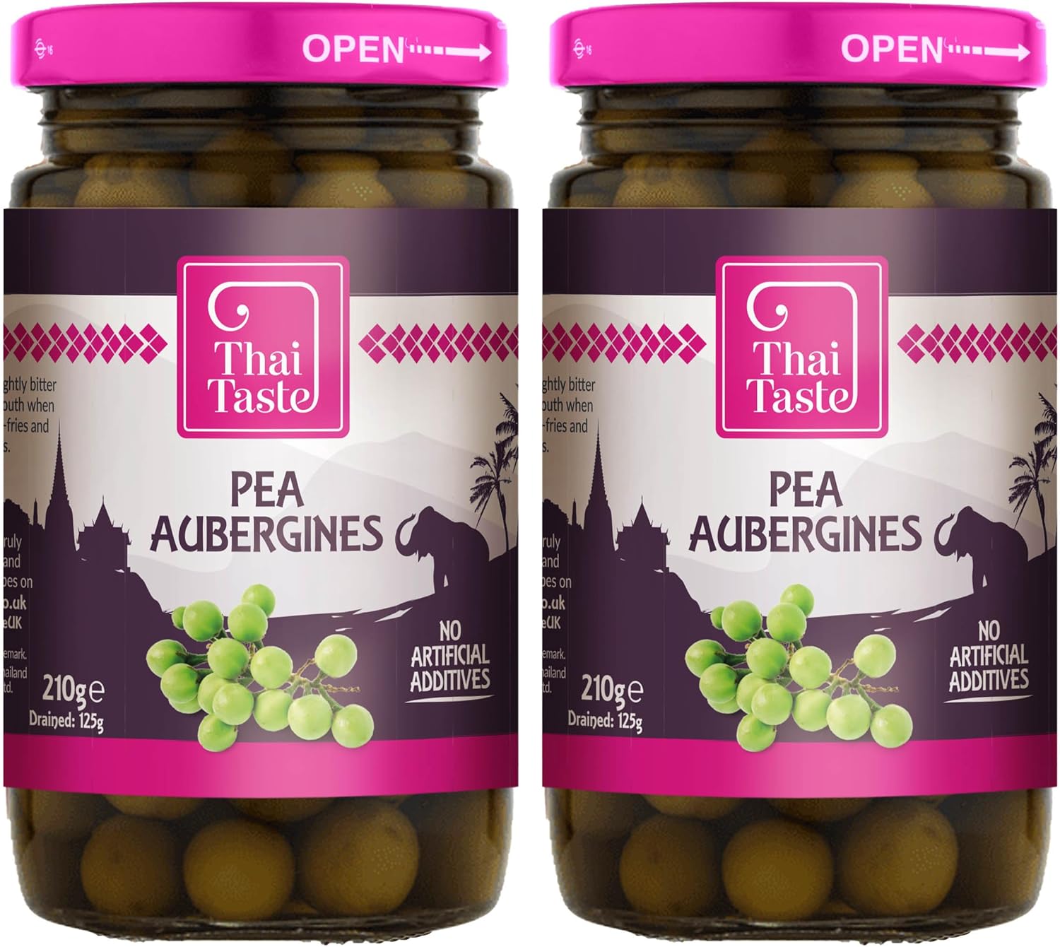 Thai Taste Pea Aubergines 210G - Pack Of 2