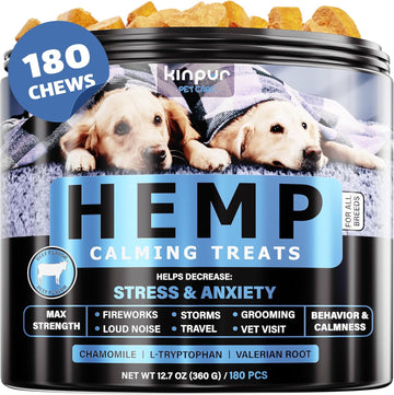 Calming Chews For Dogs - Dog Calming Treats With Hemp Oil, Valerian Root, Vitamin B - Dog Anxiety Relief, Separation, Fireworks, Thunderstorms - For All Breeds